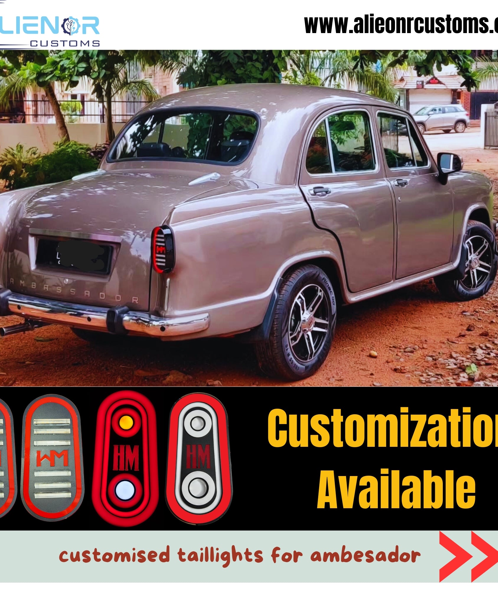 Custom Tail Lights for Ambassador | Unique HM LED Design by Alienor Customs
