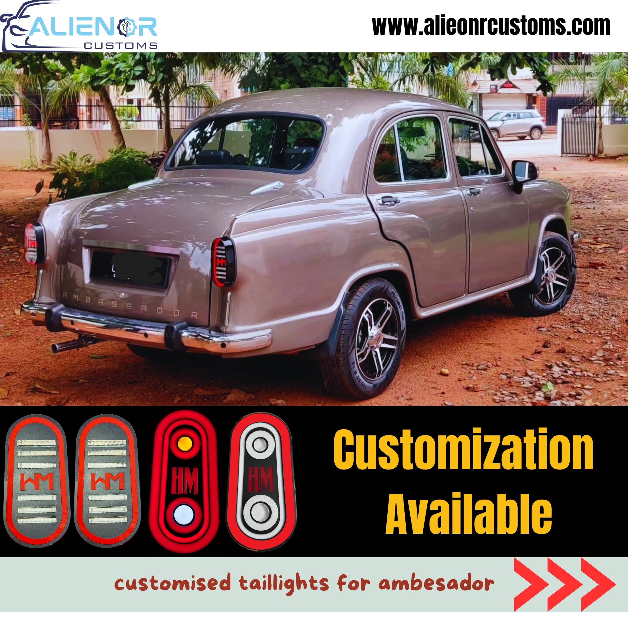 Custom Tail Lights for Ambassador | Unique HM LED Design by Alienor Customs