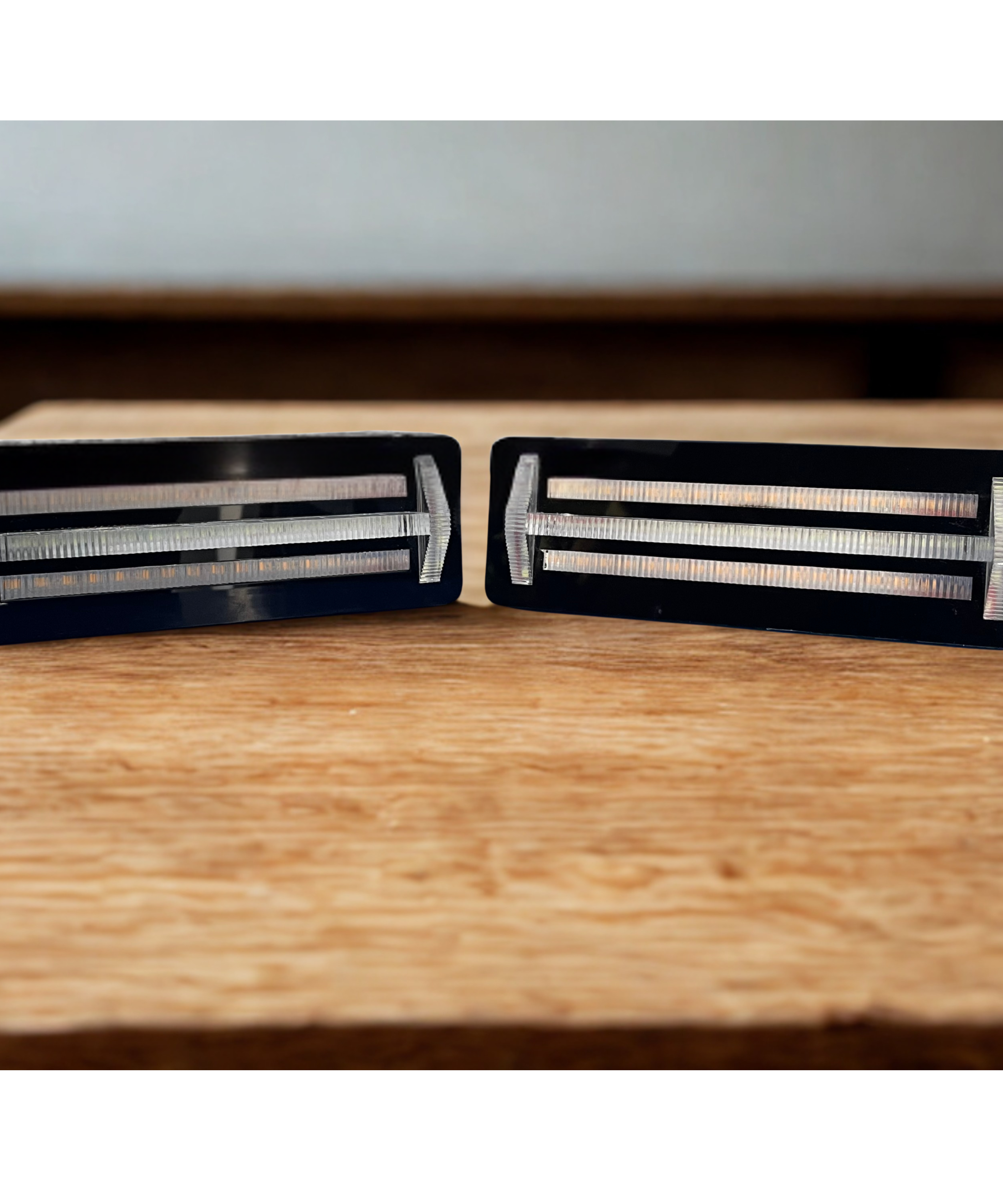 Pair of front DRL  for Thar Rectangular on a wooden surface

