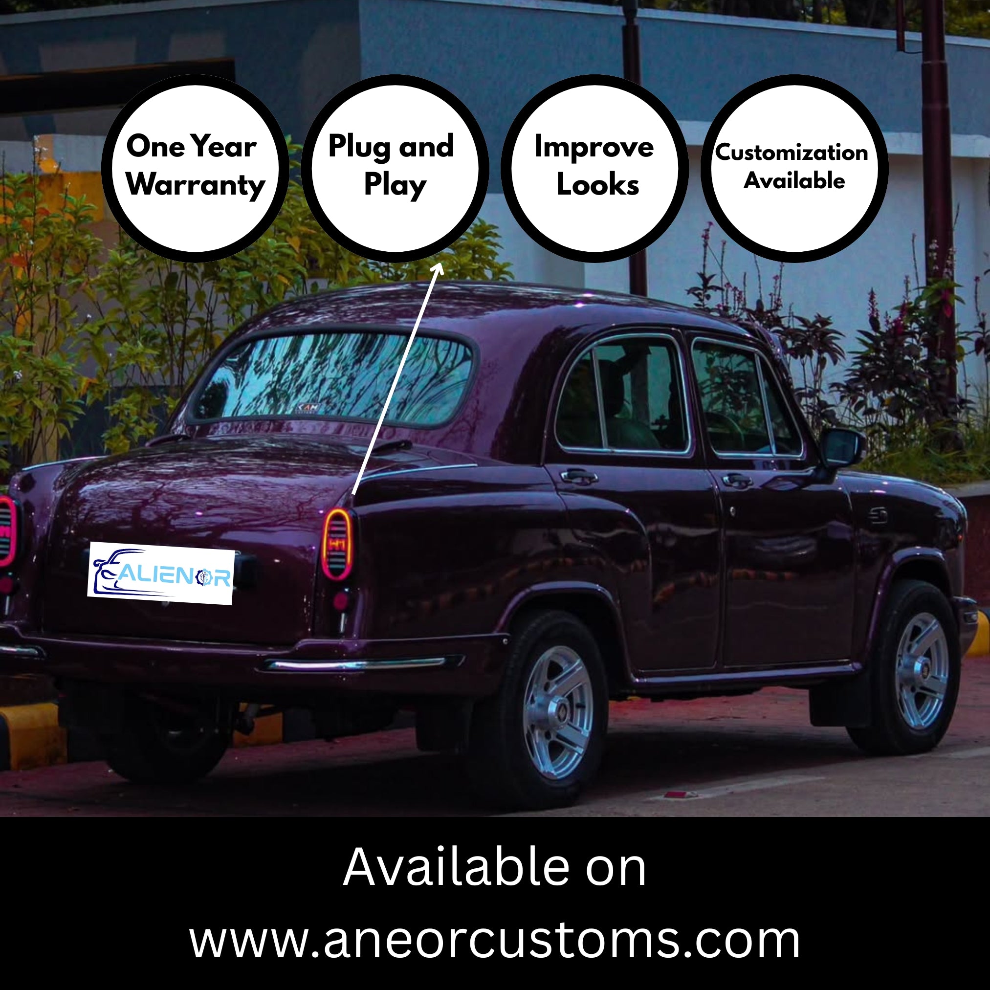 Custom Tail Lights for Ambassador | Unique HM LED Design by Alienor Customs